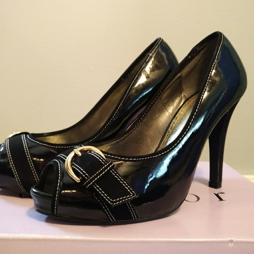 Windsor black Peep toe high heels
